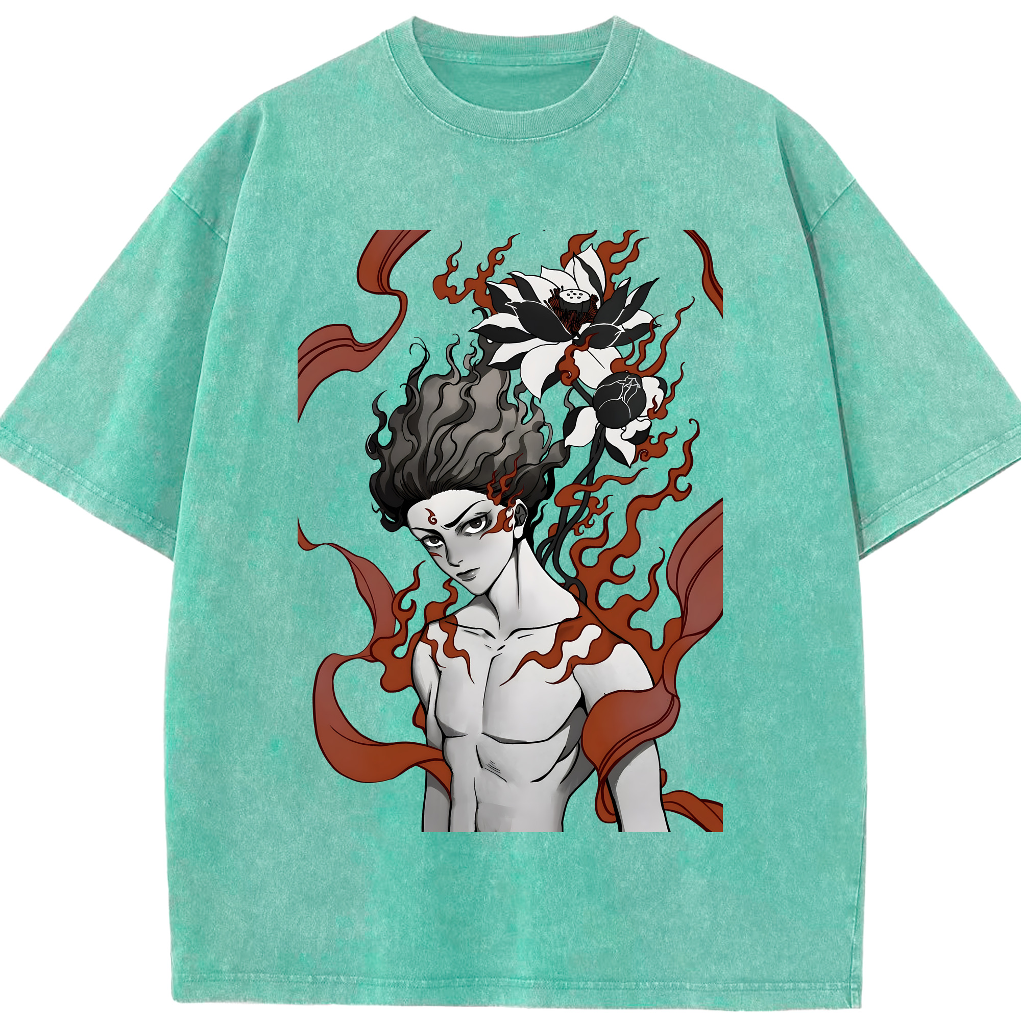 （画像用） Ne Zha 2 ナタ 魔童の大暴れ 綿100% ヴィンテージ風 半袖Tシャツ（フロントプリント）